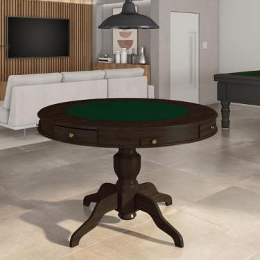 Imagem de Mesa de Jogos Carteado 4 Lugares Bellagio com Gavetas e Tampo Reversível Base Estrela com Tecido Capuccino/Verde G42 - Gran Belo