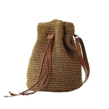 Imagem de JIAWEIIY Mochila de palha bolsa de ombro casual Hobo bolsa de tecido mochila de praia alça superior mochila de praia de verão para mulheres (B)
