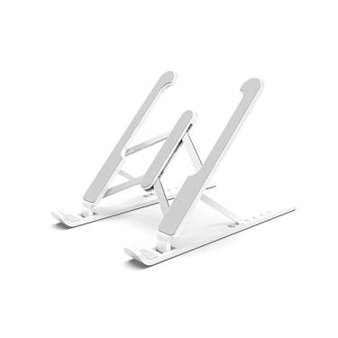 Imagem de Suporte para Notebook Laptop Tablet de 10 a 17 polegadas Regulável de Nível Ergonômico Dobrável Ajustável Plástico ABS e Silicone Durável Resistente Apoio de Mesa (Branco)
