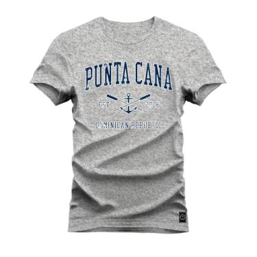 Imagem de Camiseta Plus Size Algodão Estampada Premium Punta Cana Cinza G5
