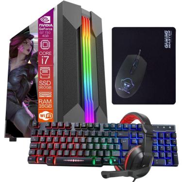 Imagem de Computador Gamer TOB Intel Core i7 Wi-Fi SSD 960GB Memória 16GB VGA GT730 4GB Windows 10 Pro Trial + Teclado e Mouse + Mouse Pad + Headset