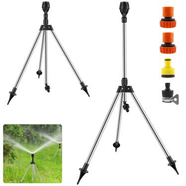 Imagem de Aspersor de impacto na base do tripé, aspersor de tripé rotativo automático, cobertura de área de 360 graus, irrigador de gramado ajustável de 53 a 89 cm de altura para irrigação de jardim (com