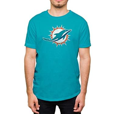 Imagem de Hybrid Sports NFL - Miami Dolphins - Logotipo da equipe envelhecida - Camiseta masculina e feminina de manga curta - Tamanho Grande