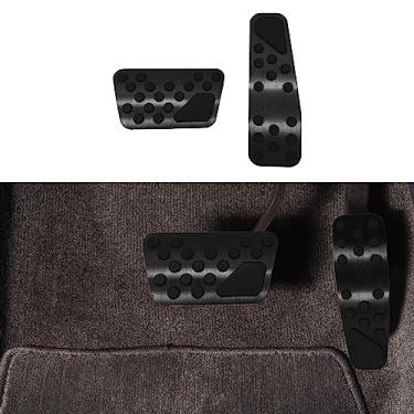 Imagem de Capas de pedal de alumínio automotivas, capas de pedal de acelerador automático sem perfuração, pastilhas de pedal de freio a gás de alumínio antiderrapantes, almofadas de pedal de carro antiderrapantes para Dodge 2009-2022 Challenger Charger Chrysler 300C (preto)