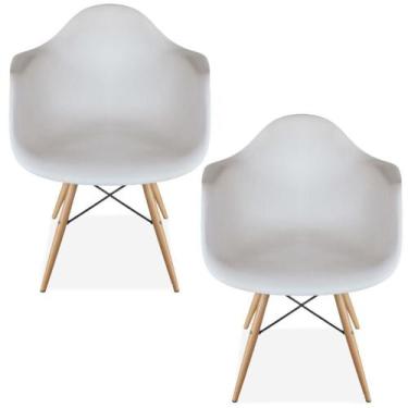 Imagem de Kit 02 Cadeiras Decorativa Eiffel Melbourne Branco Com Pés De Madeira