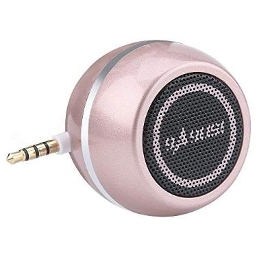 Imagem de Mini alto-falante portátil com entrada auxiliar de 3,5 mm, alto-falante de linha para celular de 3 W para iPhone, iPad, iPod, tablet, celular, presente para meninas/crianças, ouro rosa