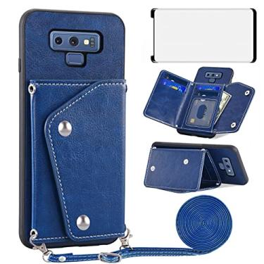 Imagem de Asuwish Capa de telefone para Samsung Galaxy Note 9 capa carteira com protetor de tela de vidro temperado e suporte para cartão de crédito alça transversal acessórios de celular de couro Note9 Not S9