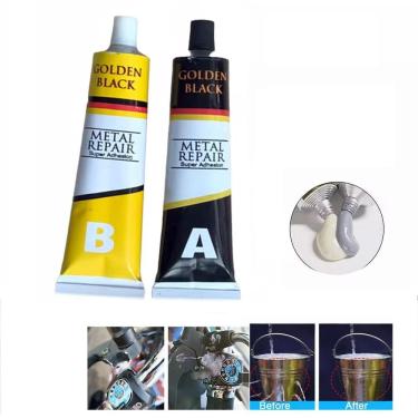 Imagem de Super Cola Epoxi Reparo Vazamento Aço Metal Vidro Aluminio Rachadura Secagem Rapida Resistente
