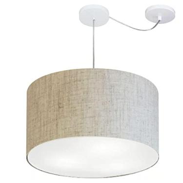 Imagem de Lustre Cilíndrico com Desvio de Centro Cúpula Tecido 60x30, Vivare Iluminação, Pendente4167 RST, Rustico Bege, Grande