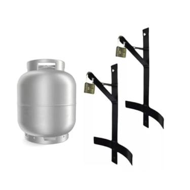 Imagem de Kit 2 Suporte Botijão De Gás Antifurto Parede Caminhão