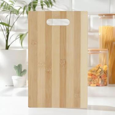 Imagem de Tabua de Corte 100% Bambu 28x18 Multiuso Universal Com Encaixe Para As Mãos Linha Premium M5 Armarinhos