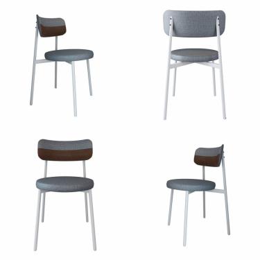 Imagem de Cadeira Kyta Fixa com 4 Pés 50 X 44,7 X 83,8 Cm com 4 Unidades Cinza/ Whisky/Branco