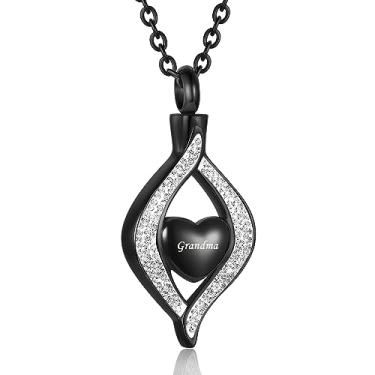 Imagem de YQSLIN Colar dourado de cremação para cinzas Always In My Heart Mom/Dad/Grandma Urna Ash Keepsake Memoril Gota Pingente Urnas para Cinzas Humanas Adulto Feminino, Metal, Base