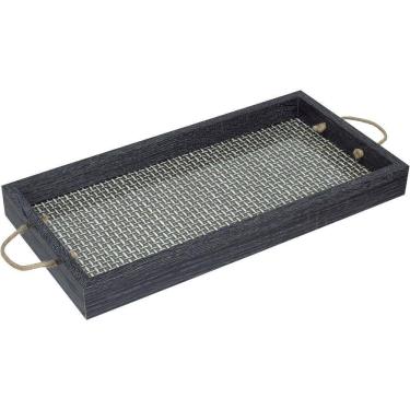 Imagem de Bandeja Decorativa Para Servir Home&co Retangular Mdf 40x20x4cm Preto