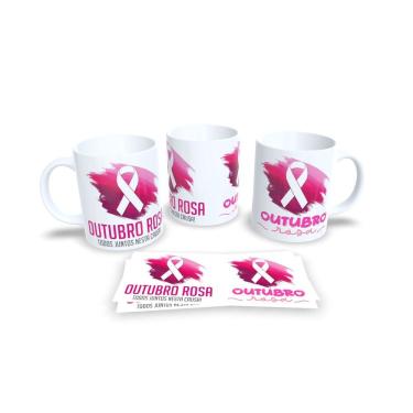 Imagem de Canecas Branca de Porcelana Personalizadas Outubro Rosa