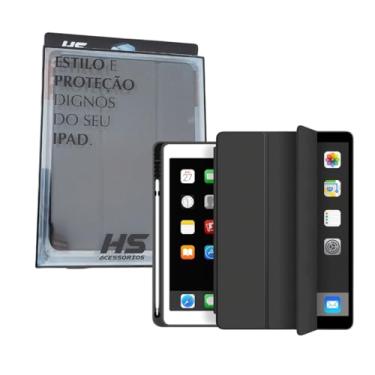 Imagem de Capa Protetora Para iPad 5ª e 6ª Geração 9.7" Smart Case Com Suporte a Caneta Anti Impacto Magnética Slim Premium Resistente Funcional com Design Fino (Preto)