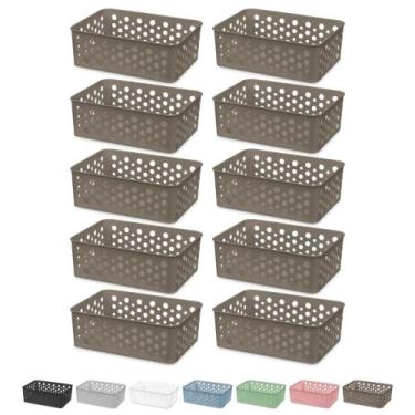 Imagem de Kit 10 Cesto Organizador Rattan Armário Gaveta Lavanderia P - Usual Ut