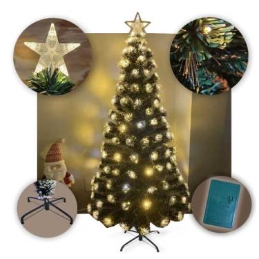 Imagem de Árvore de Natal LED Fibra Ótica Cristal 150Cm Luzes Bivolt - Multiart