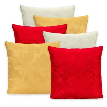 Imagem de Kit 6 Capas De Almofada Com Zíper 40x40 Jacquard Natalino - Rafaloro E
