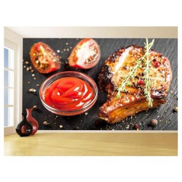 Imagem de Papel De Parede Alimentos Carne Churrasco Bife 3,5M Al297 - Você Decor