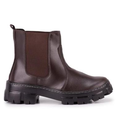 Imagem de Bota Feminina Coturno Tratorado Cano Medio Elastico - Marrom - Adventu