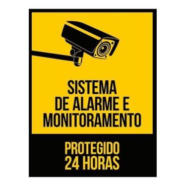 Imagem de Kit 5 Placas Segurança 24 Horas Alarme Monitoramento 27X35 - Sinalizo