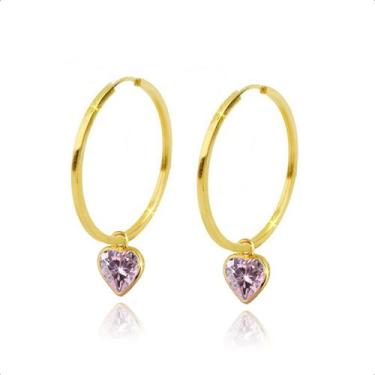 Imagem de Brincos Argola De Ouro 18k Com Zircônia 5mm - Sofistgold Joias, Rosa