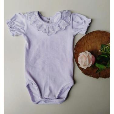 Imagem de Body Bebê Branco Manga Curta Princesa com Renda - Top Baby, Preto, RN
