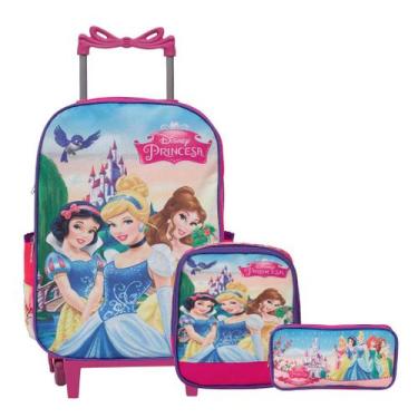 Imagem de Kit Mochila Infantil Com Rodinha Princesas Lancheira Térmica - Toys 2U