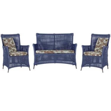 Imagem de Jogo Sofá e 2 Poltronas de Área Igapó Alumínio Pintura Marrom Corda Ná