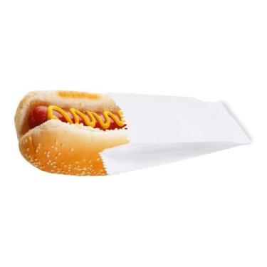 Imagem de 500un Saco De Papel Branco Mono 15x13 Lanche Hot Dog Metel