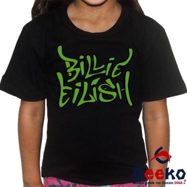 Imagem de Camiseta Infantil Billie Eilish 100% Algodão Pop Indie Geeko, Preto, 8
