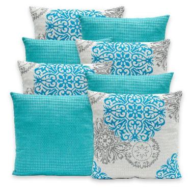 Imagem de Kit 8 Capas de Almofadas Lisa e Estampada 40x40 C/ Zíper Piquet Favinh