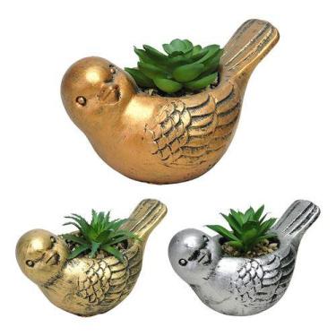 Imagem de  Vaso De Cimento Passaro Metalizado Com Suculentas - Rio Master