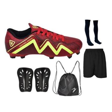 Imagem de Chuteira Campo Control Speed Gramado Travas Futebol Nova + Meião Short