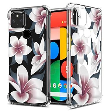 Imagem de GREATRULY Capa transparente floral para Pixel 5 para mulheres/meninas, linda capa de telefone para Google Pixel 5 (2020), design de flor, fina, macia, transparente, à prova de quedas, TPU amortecedor,