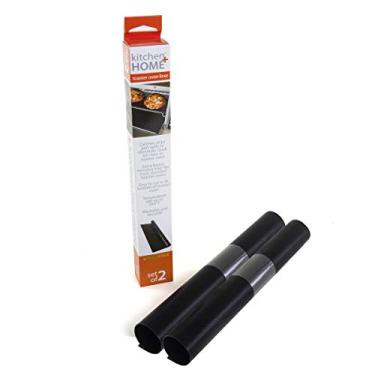 Imagem de Forro de forno de cozinha + torradeira para casa – 100% resistente de PFOA e livre de BPA – Forro de forno de torradeira reutilizável aprovado pela FDA, Preto, 11"x13", 2