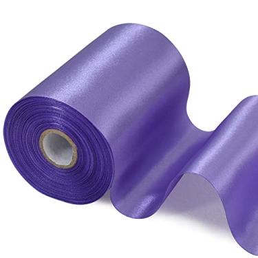 Imagem de TONIFUL Fita de cetim sólida roxa média de 10 cm de largura, tecido de 22 m, fita grande para cerimônia de corte, faixas de cadeira de grande inauguração, faixas de mesa, arcos de cabelo, costura floral, artesanato, embrulho de presente, decoração de festa de casamento