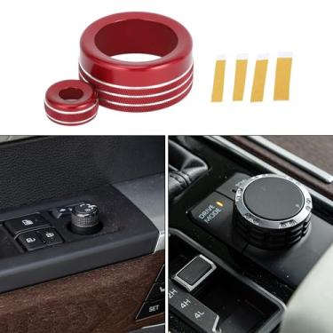 Imagem de A ABSOPRO Modo de acionamento 4WD e espelho retrovisor, interruptor de controle, tampa do anel interior decalque guarnição para Toyota Tundra 2022-2023 liga de alumínio vermelho 2 peças