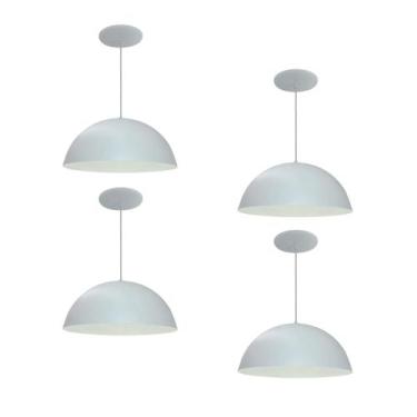 Imagem de Kit 4 Luminária Pendente Meia Lua 50cm Interior Branco Brilho Com Fiaç