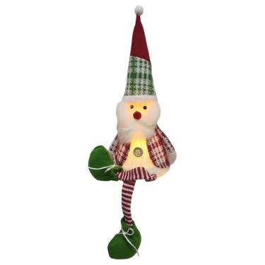 Imagem de Papai Noel Sentado Natal Natlino Com Luz Iluminado Pernas Moles Festa Fim de Ano Decoraçao Mesa Estante Arvore de Natal Evento Casa Trabalho