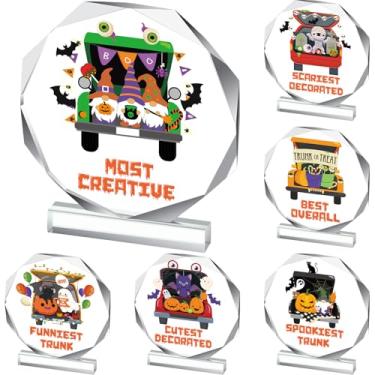 Imagem de Geetery 6 peças, prêmio de acrílico de Halloween, 12 cm, porta-malas ou petiscos para festa de Halloween, troféu, troféu, troféu, troféu, decoração de placas, para porta-malas de carro ou festa ao ar