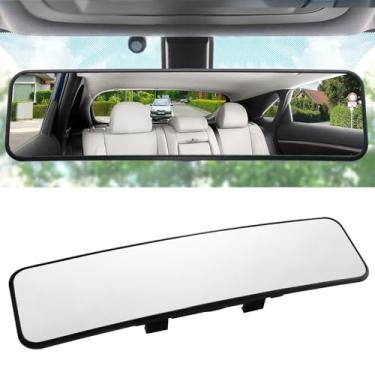 Imagem de LivTee Espelho retrovisor panorâmico, 11,2" (285 mm), espelho retrovisor interno curvado convexo amplo com encaixe, elimina o ponto cego para carros, SUV, caminhões