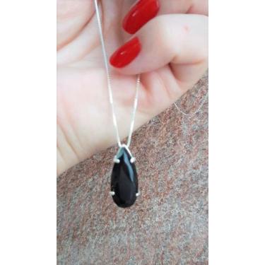 Imagem de Colar e Pingente Gota Média de Zircônia e Prata 925 Ref. 1074 - Maisbe