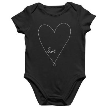 Imagem de Body Bebê Algodão Live Coração - Foca na Moda, Preto, P