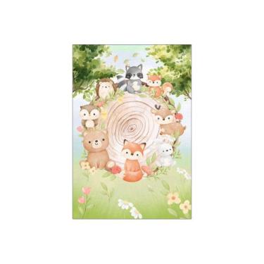 Imagem de Painel De Festa Vertical 1,50 x 2,20 - Bosque Bege Animais 015 - Via C