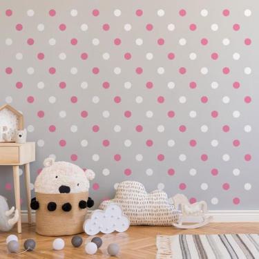 Imagem de Adesivo Infantil Bolinhas Rosa e Branco-132un - Quartinhos