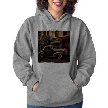 Imagem de Moletom Feminino Carro antigo na cidade - Foca na Moda, Cinza, M