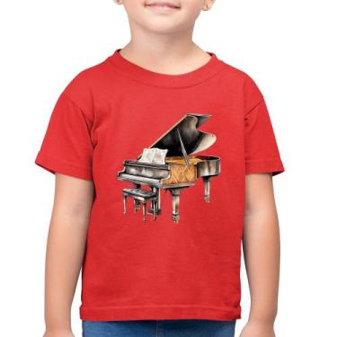 Imagem de Camiseta Algodão Infantil Piano Arte - Foca na Moda, Vermelho, 8