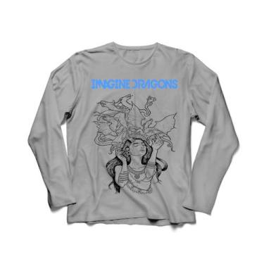 Imagem de Camiseta Manga Longa Masculina Imagine Dragons - Ultrav Store, Cinza m